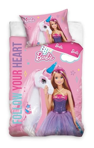Carbotex Barbie Kinderbettwäsche Babybettwäsche Kinder Bettwäsche 100x135 cm + 40X60 cm von Carbotex