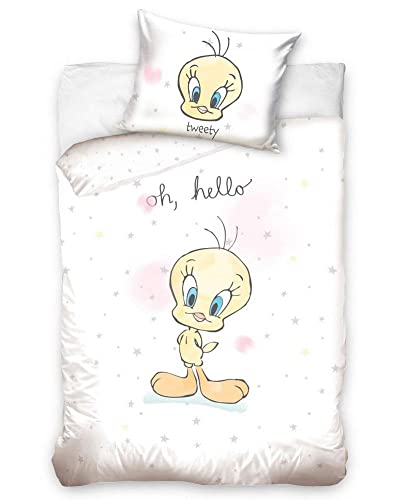 Carbotex Baumwolle Bettwäsche 100x135cm + 40x60 cm Baby Tweety von Carbotex