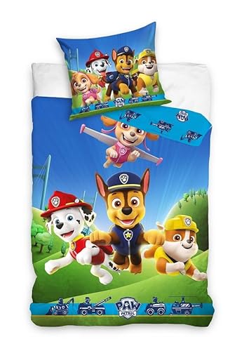 Paw Patrol Kinderbettwäsche 100x135 + 40x60 Baumwolle von Carbotex