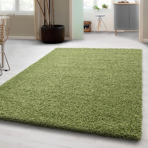 Carpetsale24 Shaggy Hochflor Teppich Läufer Flur 80 x 150 cm Grün Modern - Teppich Flauschig, Extra Weich & Pflegeleicht - Ideal als Bettvorleger für Schlafzimmer, Küchenläufer oder Wohnzimmer von Carpetsale24