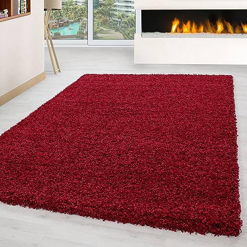 Carpettex Hochflor Teppich Wohnzimmer Shaggy Flokati Teppich Modern Einfarbig 120 x 170 cm Flur Teppich Läufer Rot - Teppich Bettvorleger Schlafzimmer Weich Flauschig Waschbar Küchenläufer von Carpettex Teppich