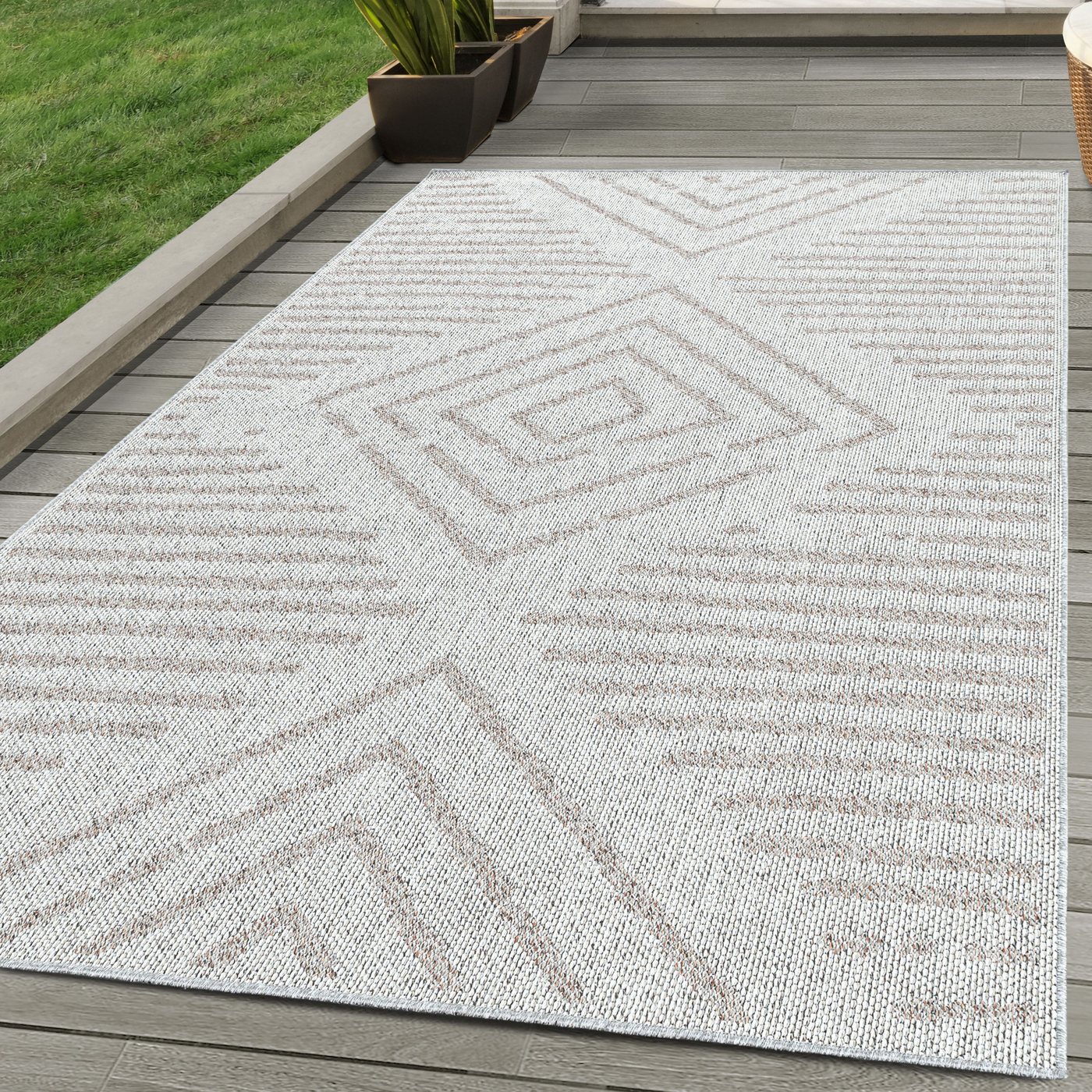 Outdoorteppich Gestreift Design, Carpettex, Läufer, Höhe: 7 mm, Outdoor Teppich Gestreift Design Wetterfest für Terrasse Balkon Küche von Carpettex