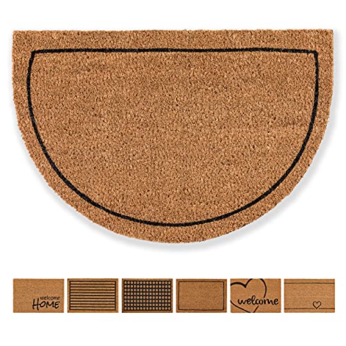 Carpido Fußmatte Kokos Rahmen Design Halbrund – Sauberlauf 40x60 cm – Türmatte Innen Bereich – antibakterielle Kokosmatte – natürliches Material von Carpido