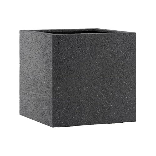 Casa Mina Pflanzkübel groß außen - Blumenkübel viereckig 47x47x47cm - Premium Pflanzgefäß für Draußen - Blumentopf groß Frostsicher - Blumenkasten für den Garten Basalt Black - Lisburn von Casa Mina