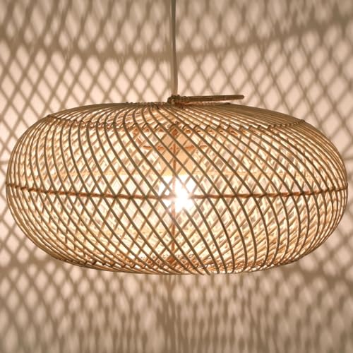 Casa Moro Rattan-Lampe ESRA S Ø 40cm aus Natur Rattan & Eisen handgefertigte Pendelleuchte Boho Chic Hängelampe in Natur Beige LP002-S von Casa Moro