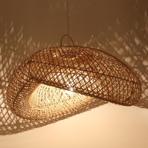 Casa Moro Rattan Lampe LUNA L aus Natur Rattan & Eisen handgefertigte Boho Chic Pendelleuchte moderne Hängelampe LP007-L von Casa Moro