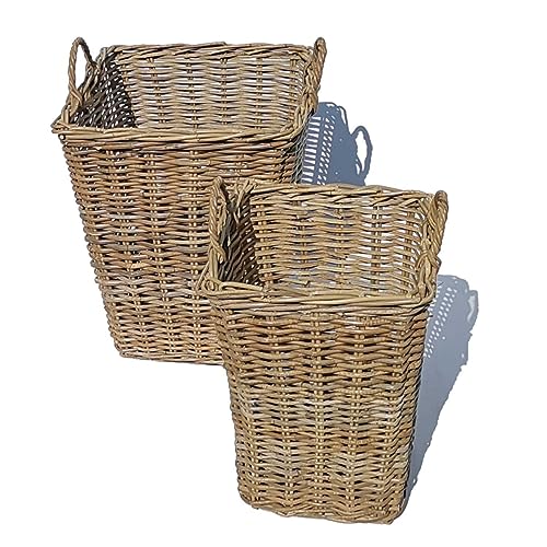 Rattan Korb MATERA 2er Set mit Henkel eckig aus Natur-Rattan geflochten | rustikal Weidenkorb Flechtkorb Obstkorb | Boho Chic Allzweckkorb | CV504 von Casa Moro