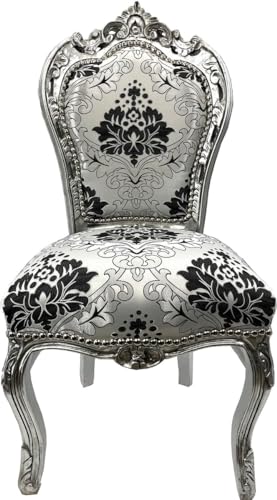 Casa Padrino Barock Esszimmer Stuhl Silber Muster/Silber - Handgefertigter Antik Stil Stuhl mit elegantem Muster - Esszimmer Möbel im Barockstil - Barock Möbel von Casa Padrino