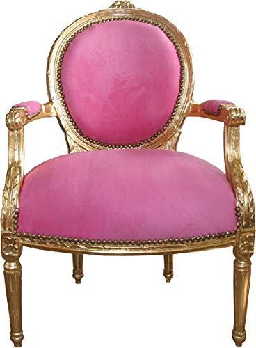 Casa Padrino Barock Medaillon Salon Stuhl Rosa/Gold - Möbel Antik Stil von Casa Padrino