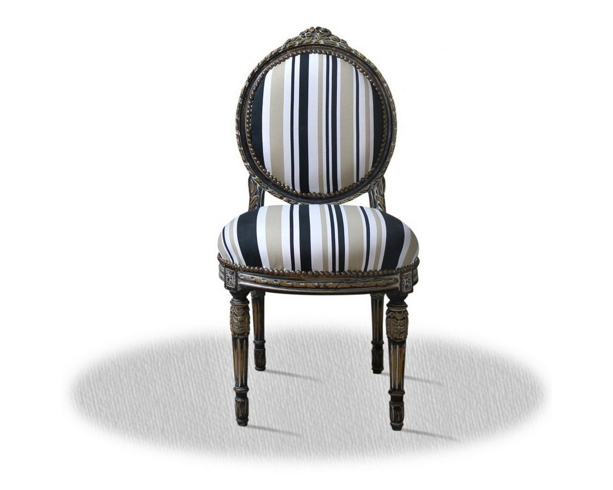 Casa Padrino Besucherstuhl Barock Salonstuhl mit Streifen 50 x 50 x H. 100 cm - Luxus Stuhl von Casa Padrino