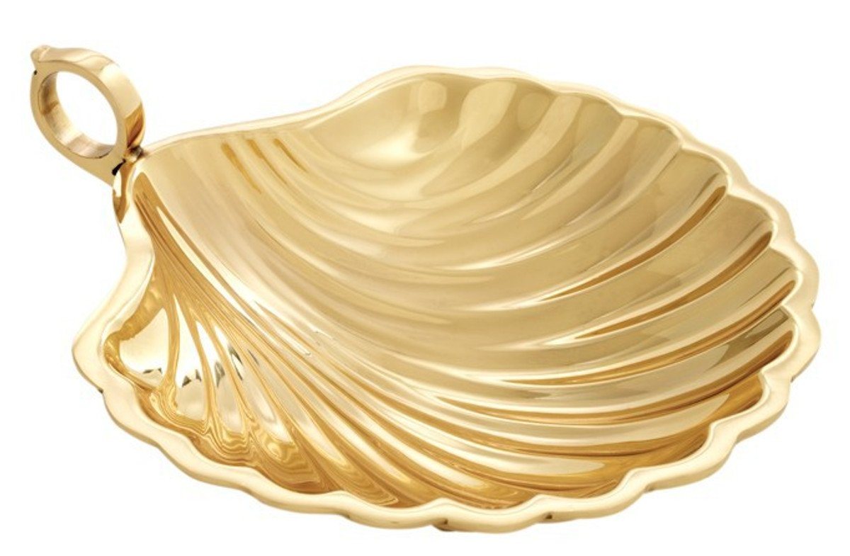Casa Padrino Dekoobjekt Designer Schale groß Muschel Goldfarben Messing poliert 22.5 x 19.5 cm Massiv Schwer - Luxus Dekoration von Casa Padrino