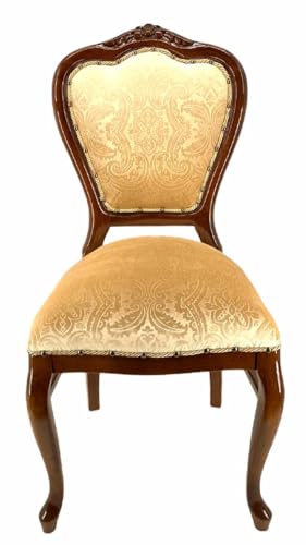 Casa Padrino Luxus Barock Esszimmerstuhl Cremefarben/Braun - Handgefertigter Massivholz Stuhl mit elegantem Muster - Barockstil Küchenstuhl - Barock Esszimmer Möbel von Casa Padrino