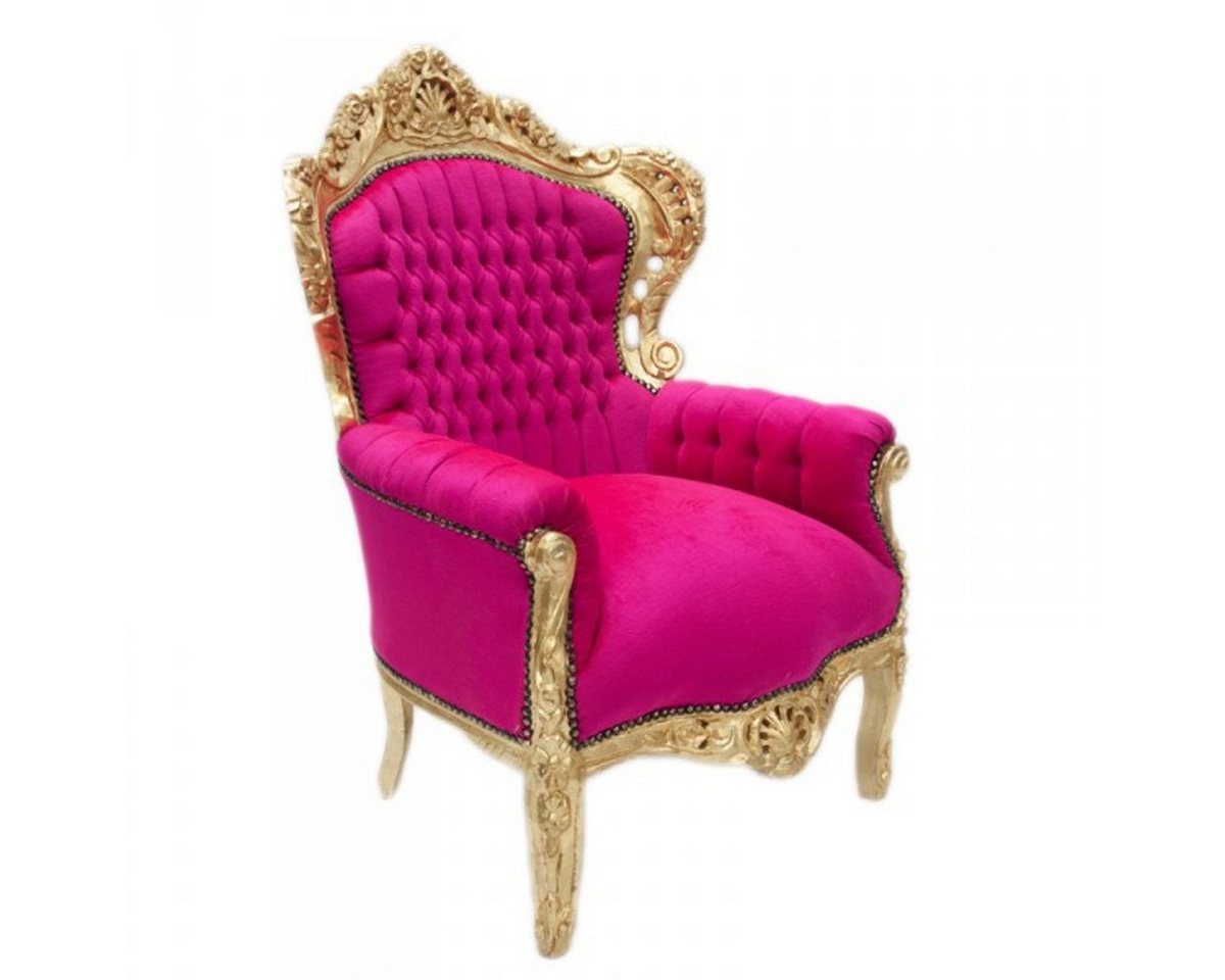 Casa Padrino Sessel Barock Sessel King Pink / Gold 85 x 85 x H. 120 cm - Möbel im Antik Stil von Casa Padrino