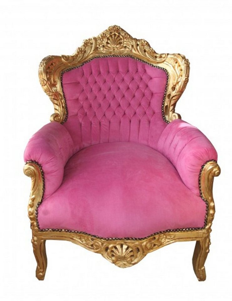 Casa Padrino Sessel Barock Sessel "King" Pink /Gold- Antik Stil von Casa Padrino