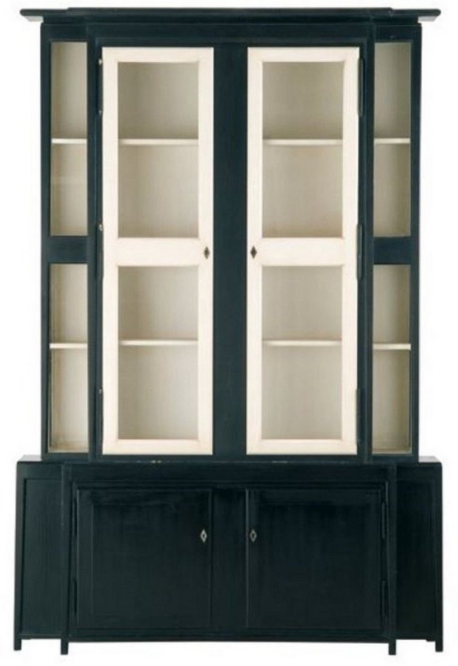 Casa Padrino Vitrine Luxus Landhausstil Vitrine Schwarz / Weiß 180 x 45 x H. 270 cm - Handgefertigter Vitrinenschrank - Massivholz Küchenschrank - Landhausstil Möbel Casa Padrino Vitrine Luxus Landhausstil Vitrine Schwarz / Weiß 180 x 45 x H. 270 cm - Handgefertigter Vitrinenschrank - Massivholz Küchenschrank - Landhausstil Möbel von Casa Padrino