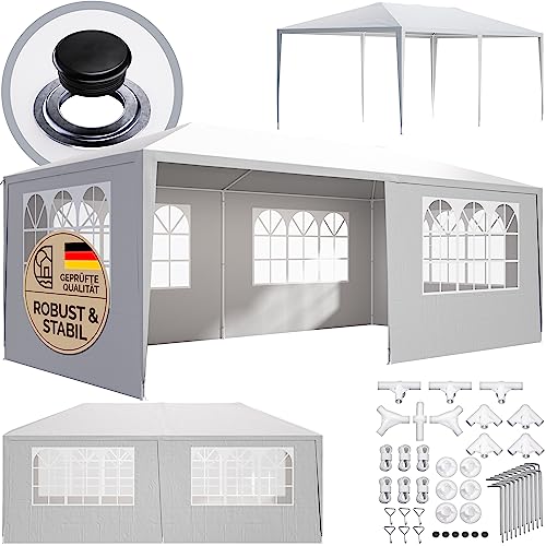 CASARIA® Pavillon 3x6m UV-Schutz 18m² Dachösen Wasserabweisend 6 Seitenteile Stabil Festival Festzelt Partyzelt Fenster Gartenzelt Fest Weiß von Casaria