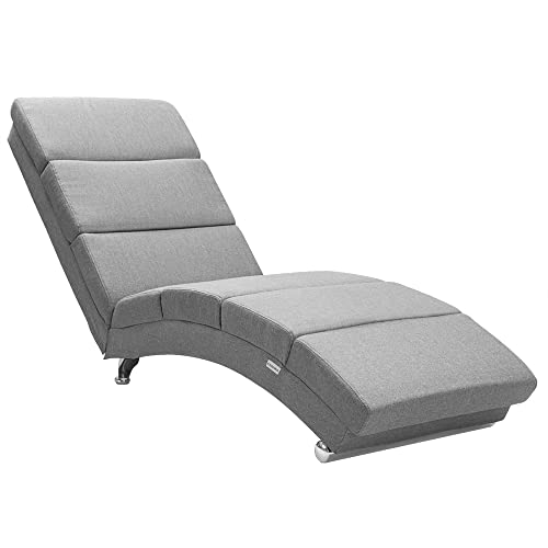 Casaria® Relaxliege XXL London 186x89x55cm Ergonomisch Stoff Gepolstert 180 kg Belastbarkeit Wohnzimmer Büro Indoor Chaiselongue Relaxsessel Liege Grau von Casaria