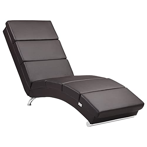 Casaria® Relaxliege XXL London 186x 89x 55cm Ergonomisch Kunstleder Gepolstert 180kg Belastbarkeit Wohnzimmer Büro Innen Chaiselongue Relaxsessel Braun von Casaria