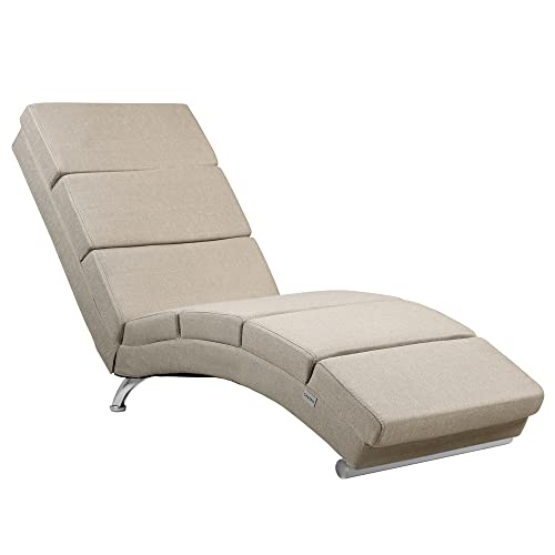 Casaria® Relaxliege XXL London 186x89x55cm Ergonomisch Stoff Gepolstert 180kg Belastbarkeit Wohnzimmer Büro Indoor Chaiselongue Relaxsessel Liege Beige von Casaria