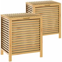 Wäschekorb Bambus 124l Wäschebox natur Wäschebehälter Badezimmer Truhe Wäschetonne Wäschesammler Bad 1er/2er Set 2x - Casaria von Casaria