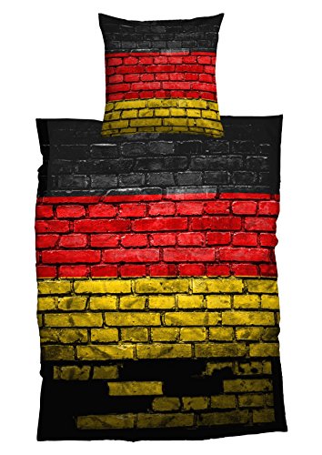 Casatex Bettwäsche German Flag Renforcè, 135x200 cm + 80x80 cm, 2er Set, schwarz rot Gold von Casatex