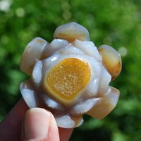2 "Achat Geode Lotus Blume Hand Geschnitzte Kristall Druzy von CasparCuriosities