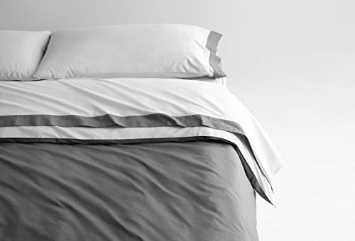 Casper Sleep Weiches und strapazierfähiges Supima-Baumwoll-Bettlaken-Set, Twin XL, Weiß/Schiefergrau von Casper