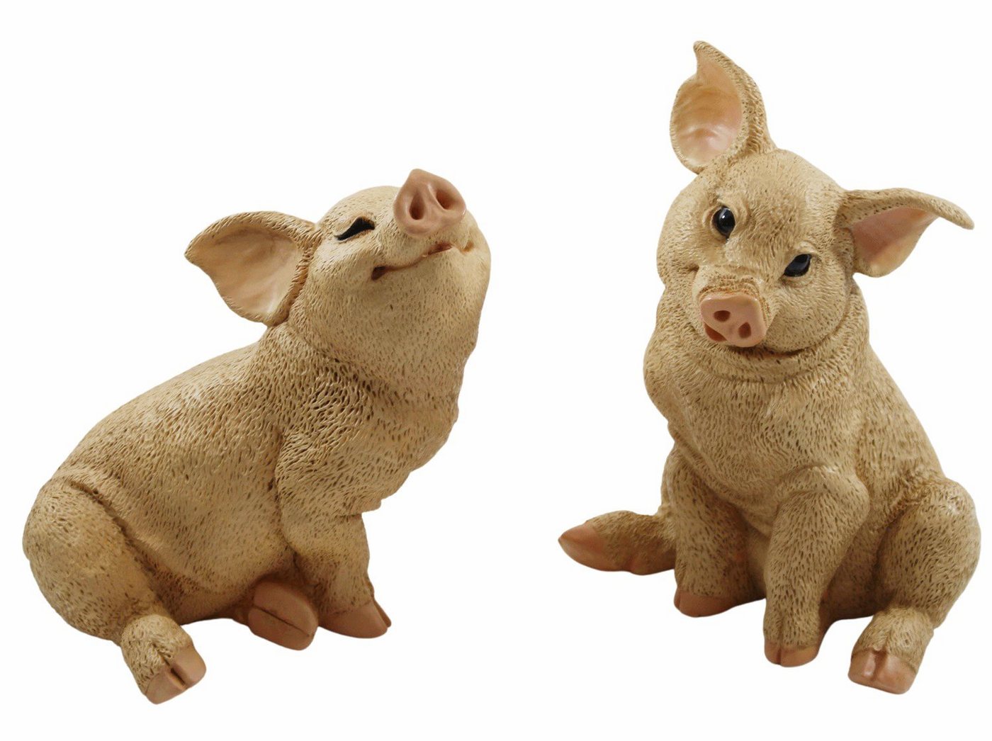 Castagna Tierfigur Dekofigur 2 Ferkel Schweinchen natur Castagna aus Resin H 19-22 cm von Castagna