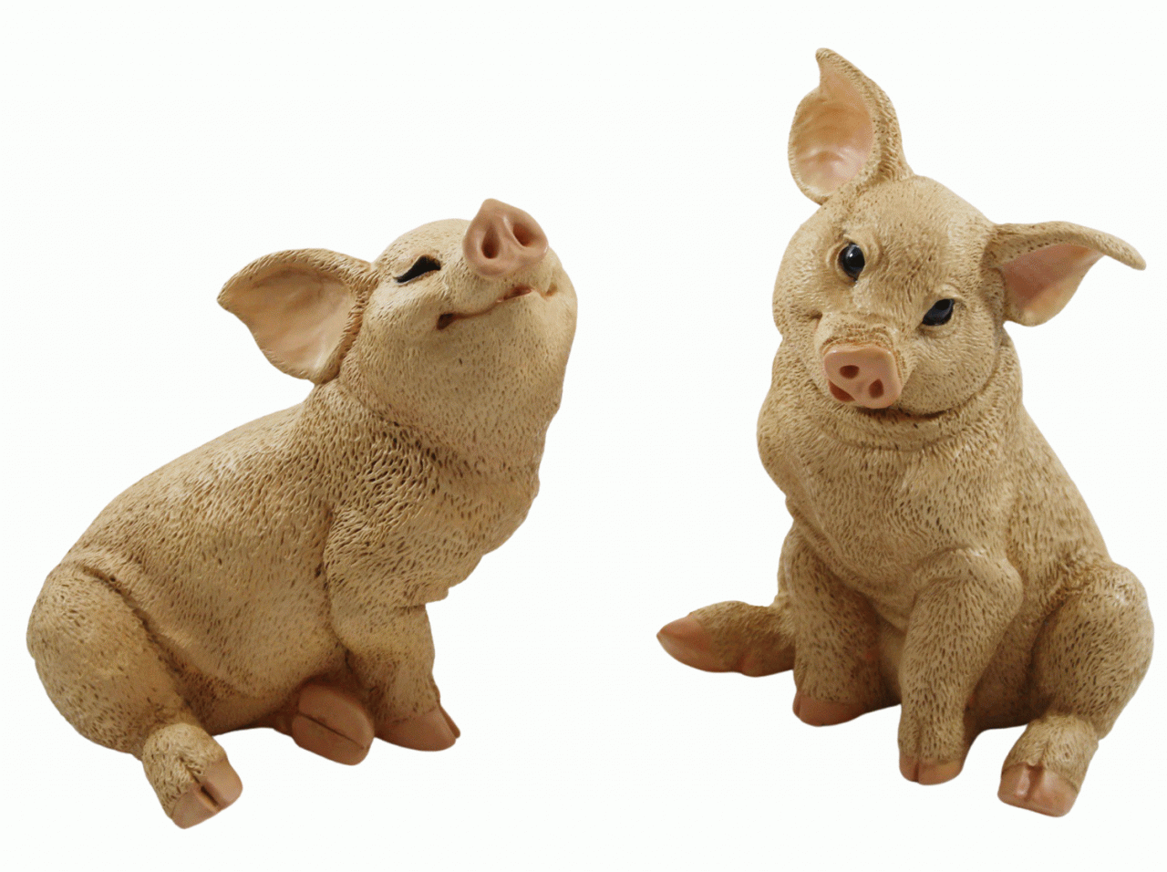 Dekofigur Tierfigur Ferkel Schweinchen 2-er Satz natur Kollektion Castagna aus Resin H 19-22 cm von Castagna