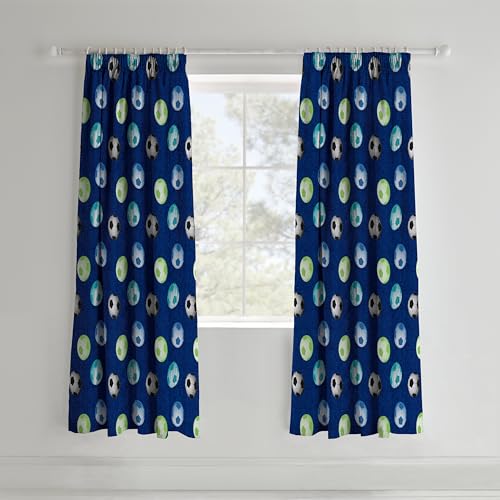 Catherine Lansfield Fußball Vorhänge, Textil, blau, Pencil Pleat Curtains-66x72 Inch von Catherine Lansfield