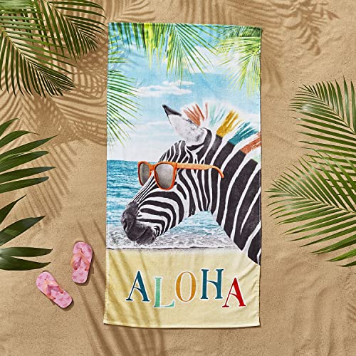 Catherine Lansfield Aloha Zebra Strandtuch, blau, 76 x 160 cm von Catherine Lansfield