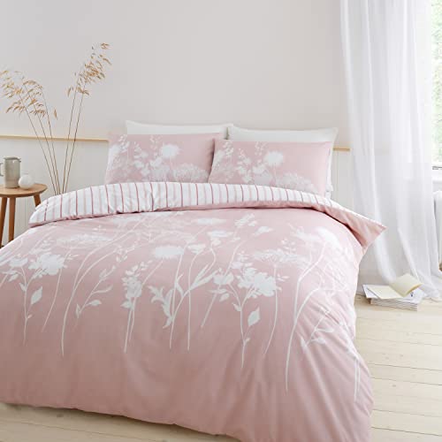 Catherine Lansfield Bedding Meadowsweet Floral King Duvet Cover Set with Pillowcases Blush Pink von Catherine Lansfield