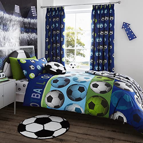 Catherine Lansfield Bedding Football Blue Duvet Cover 140 x 200 + 65 x 65 cm von Catherine Lansfield