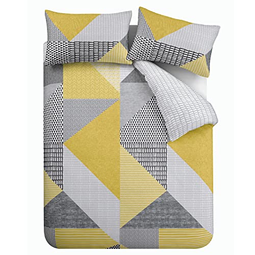 Catherine Lansfield Larsson Geo Easy Care King Duvet Set Ochre von Catherine Lansfield