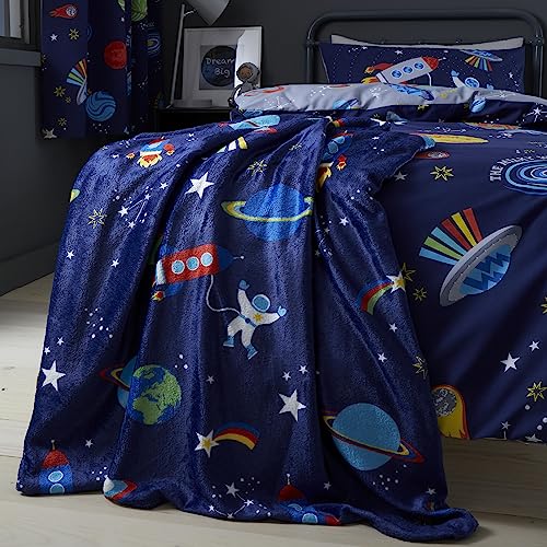 Catherine Lansfield Lost In Space Kuscheldecke, Fleece, 130 x 170 cm, Blau von Catherine Lansfield