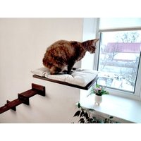 Katzenbett Fenster, Katzenspielmöbel Katzenregale Naturholz, Katzenstange, Wand Mit Kissen, Katzenregal von CatsyHome
