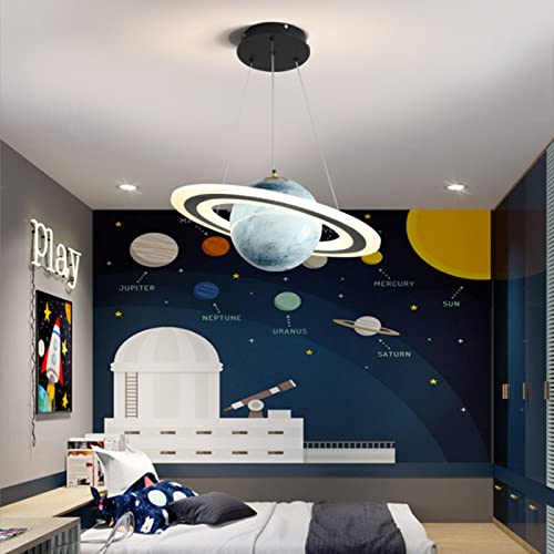 Cblbser Hängelampe Kinderzimmer LED Dimmbar Planet Kinderzimmerlampe Rund Design Hängeleuchte Mädchen Jungen Mädchen Baby Schlafzimmer Dekorative Lampe Kinder Pendellampe Blue Earth Circle von Cblbser