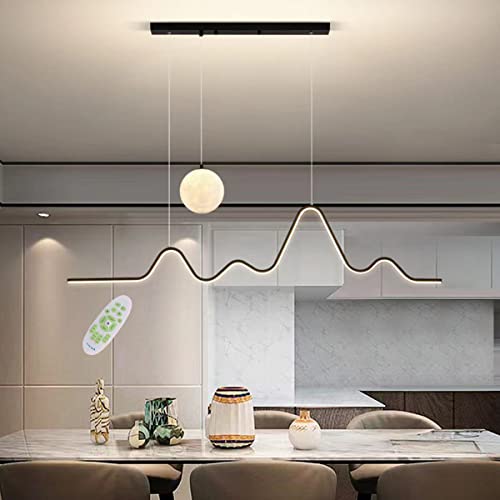 LED Esszimmerlampe, Hängelampe Esstisch Hängeleuchte Dimmbare mit Fernbedienung Pendelleuchte, Modern linear Design lampe Esszimmer hängend, Höhenverstellbar Kronleuchter Küchelampe (Schwarz, L120cm) von Cblbser