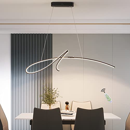 LED Pendelleuchte Esstisch Hängeleuchte 35W Dimmbar mit den Fernbedienung Pendellampe Höhenverstellbar Hängelampe Esszimmer, Schlafzimmer Arbeitszimmer Wohnzimmer Küche Deckenleuchte Schwarz L95cm von Cblbser