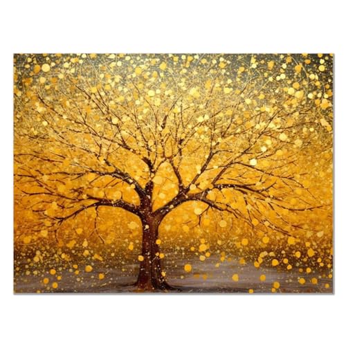 CcacHe Baum des Lebens Poster Leinwand Wandbilder, Bunter Gold-braun Bild GemäLde FüR Wohnzimmer Schlafzimmer Badezimmer KüChe Wanddekoration -75x115cm Ungerahmt von CcacHe