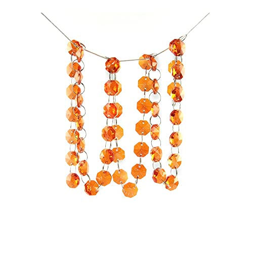 Kronleuchter-Prismen, Kristall, 10 m, Girlande, Strang, hängende Kristallglasperle (Farbe: Orange, Größe: 10 m) von CcacHe