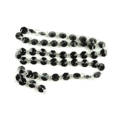 Kronleuchter Prismen Kristall Perlen Schwarz 5m/50m 14mm mit Ringen, Glasfäden, Girlanden, Ketten (Color : Silver Rings, Size : 5meters) von CcacHe