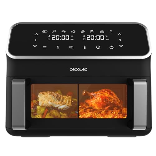 Cecotec Digitale Heißluftfritteuse 9L mit Fenster - Air Fryer Cecofry Panoramic 9000. 2700W, bewegliche Trennwand, Dual-Temperatur, Temperatur von 80-200 ºC, 8 Modi, Multifunktionales Touch-Panel von Cecotec