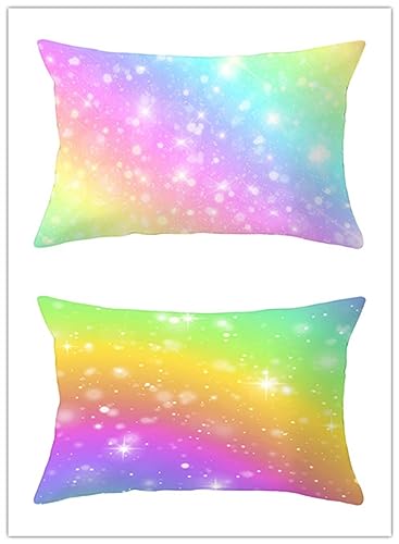 Regenbogen Sterne Lendenwirbel-Kissenbezug,30x50cm,Outdoor Rechteckig Kissenbezug,2er-Set,Dekorative Kissenbezüge Sofa für Couch den Außenbereich,Zuhause,Terrasse,Bank,Stuhl,Bett von Cekog