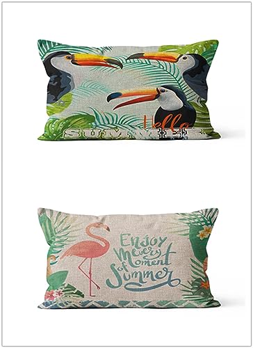 Tropischer Papagei Flamingo Lendenwirbel-Kissenbezug,40x60cm,Outdoor Rechteckig Kissenbezug,2er-Set,Dekorative Kissenbezüge Sofa für Couch den Außenbereich,Zuhause,Terrasse,Bank,Stuhl,Bett von Cekog