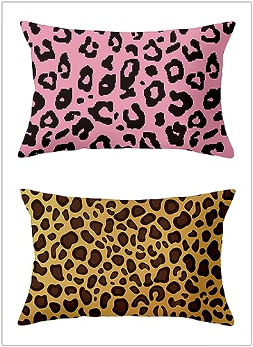 Violettbraun Leopard Lendenwirbel-Kissenbezug,30x50cm,Outdoor Rechteckig Kissenbezug,2er-Set,Dekorative Kissenbezüge Sofa für Couch den Außenbereich,Zuhause,Terrasse,Bank,Stuhl,Bett von Cekog