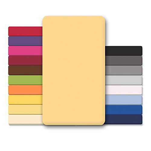 CelinaTex Jersey Topper Spannbettlaken Lucina Doppelpack 180x200-200x200cm Creme gelb 100% Baumwolle gekämmt bis 12cm Matratzenhöhe Oeko-TEX von CelinaTex