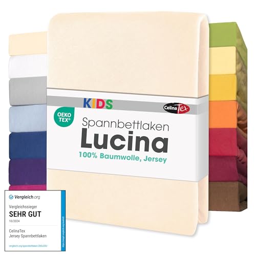 CelinaTex Jersey Spannbettlaken Lucina für Kids Dreierpack 60x120-70x140cm Natur beige 100% Baumwolle gekämmt superweich Spannbettbezug, Leintuch, Bettlaken, elastisch, Strech, Oeko-Tex CelinaTex Jersey Spannbettlaken Lucina für Kids Dreierpack 60x120-70x140cm Natur beige 100% Baumwolle gekämmt superweich Spannbettbezug, Leintuch, Bettlaken, elastisch, Strech, Oeko-Tex von CelinaTex