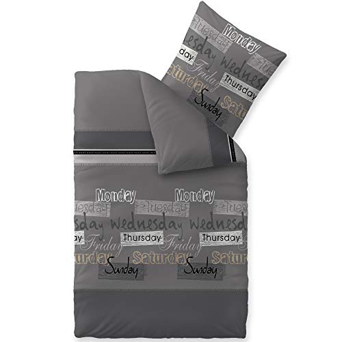 CelinaTex Touchme Biber Bettwäsche 135 x 200 cm 2teilig Baumwolle Bettbezug Carla grau anthrazit schwarz von CelinaTex