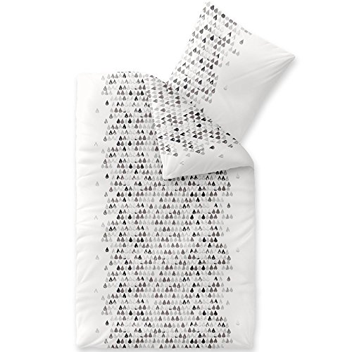 CelinaTex Touchme Biber Bettwäsche 135 x 200 cm 2teilig Baumwolle Bettbezug Rabea Herz weiß grau schwarz von CelinaTex